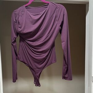Elegant Long Sleeve Plum Bodysuit